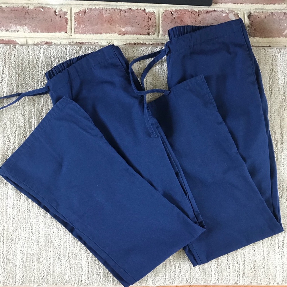 2 navy blue scrub pants, xs